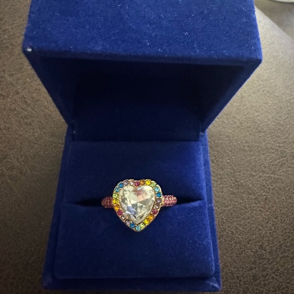 Kurt Geiger London Pink Heart-Shaped Multicolor Gemstone Ring - Picture 1 of 7